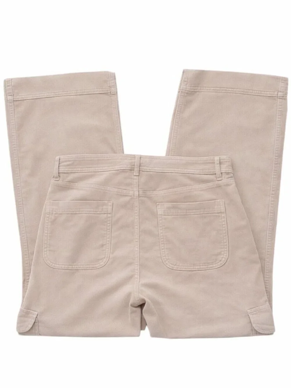 American Eagle High Rise Baggie Wide Leg Corduroy Cargo Pants Dreamy Drape Taupe - Picture 3 of 12